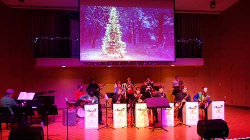 The Jazz Mavericks performing at a holiday event