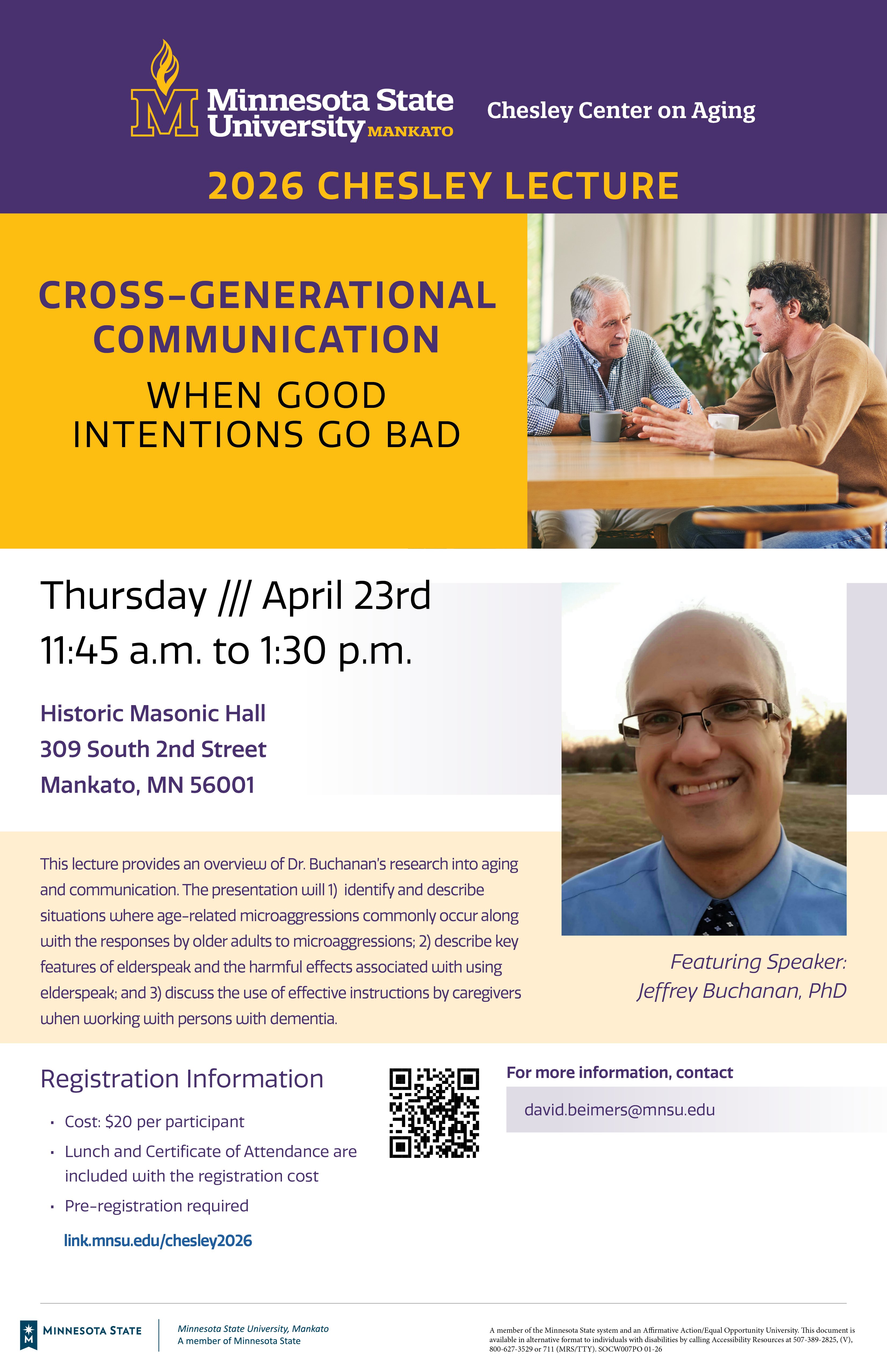 Informational Poster for 2026 Chelsea Lecture