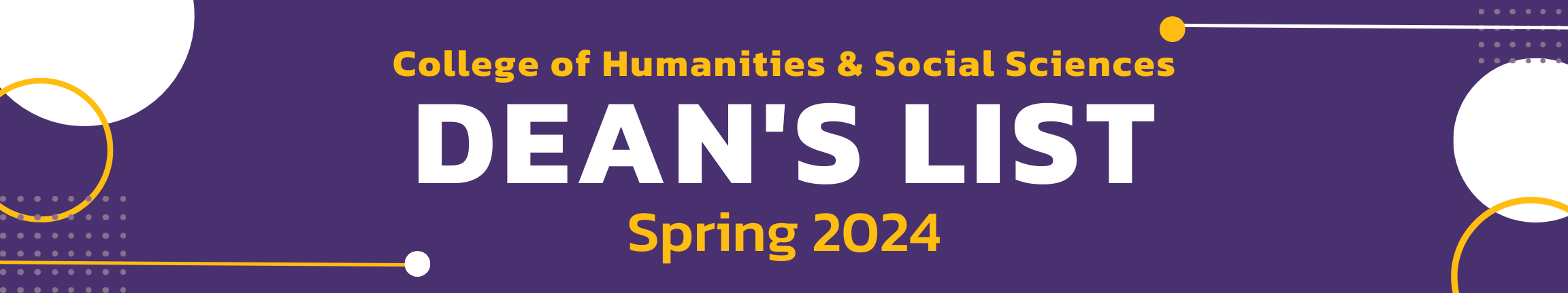 College of Humanities & Social Science Spring 2024 Dean's List header image