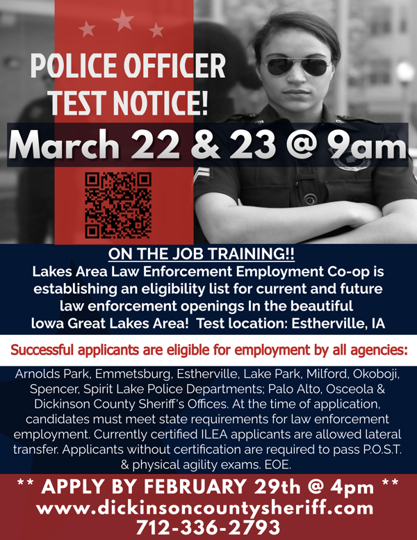 Iowa Police Officer Test Recruitment Flyer