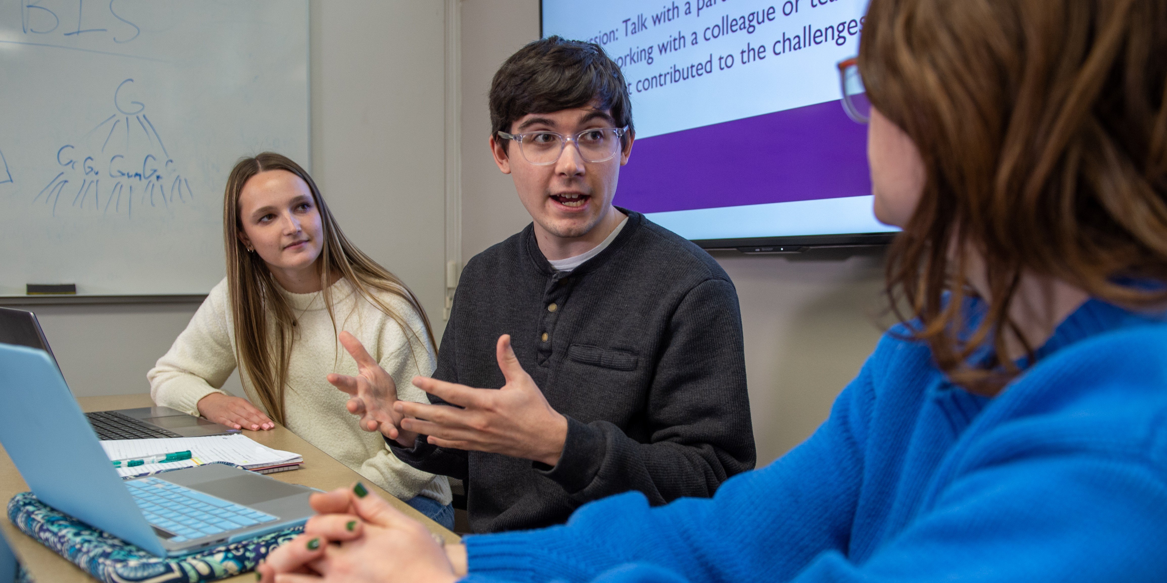 Students talking in class