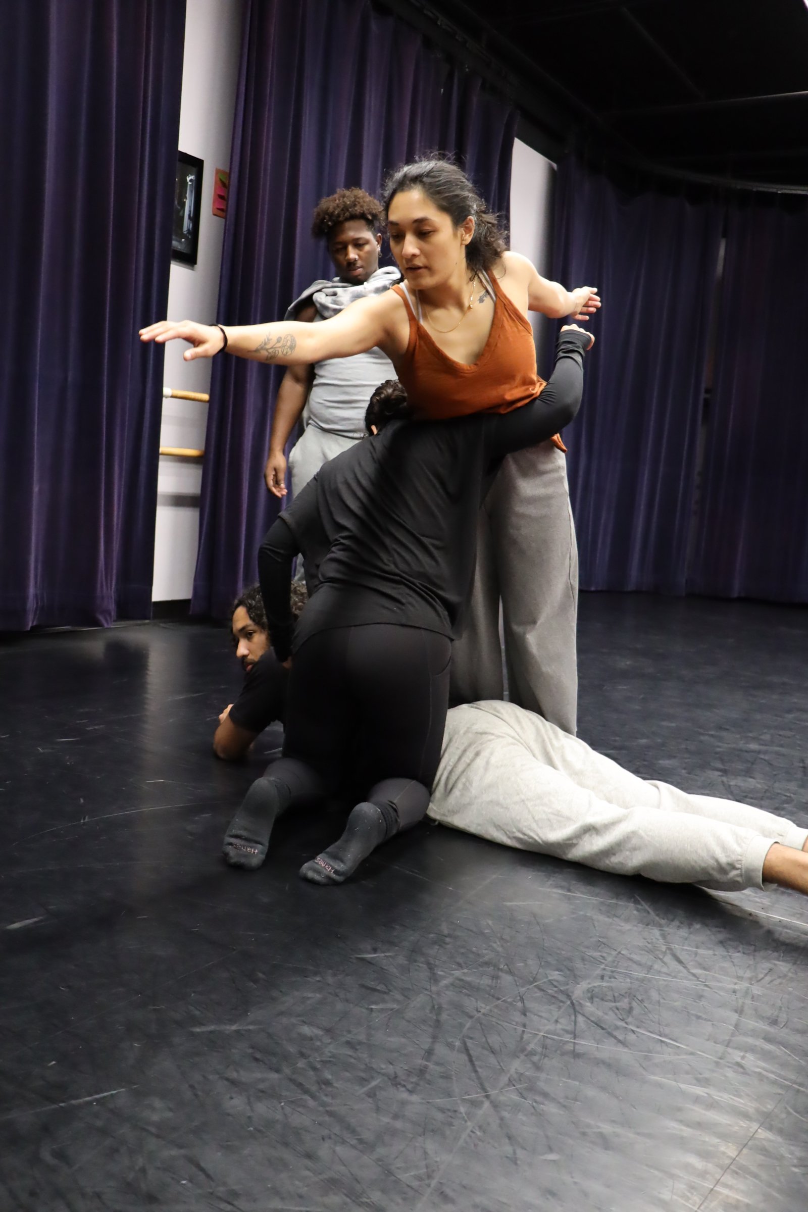 Parisha choreographs with undergraduate students