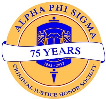 Alpha Phi Sigma 75 years Criminal Justice Honor Society logo